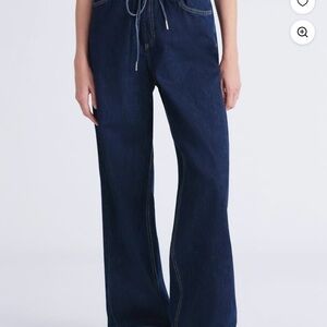 Free Assembly Women's Loose Fitting Wide Leg Jeans with Adjustable Tie Waist 6